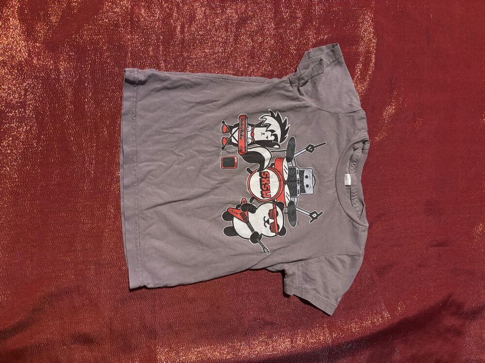 Kids T-Shirt Toddler 2 Cute Gray Panda Band Drums Short Sleeve Graphic Tee